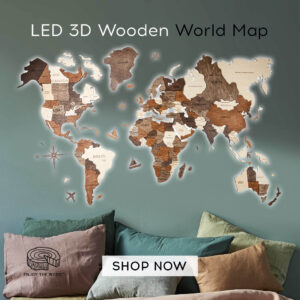 LED 3D Wood World Map