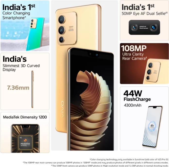 Vivo V23 Pro 5G (Sunshine Gold, 128 GB) (8 GB RAM)